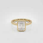 3 CT Emerald Cut Moissanite GOld Plated Engagement Ring Bezel Set Wedding Rings