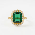 Emerald Cut Cluster Halo Gold Engagement Ring