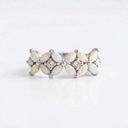 Vintage Fire Opal Silver Engagement Ring