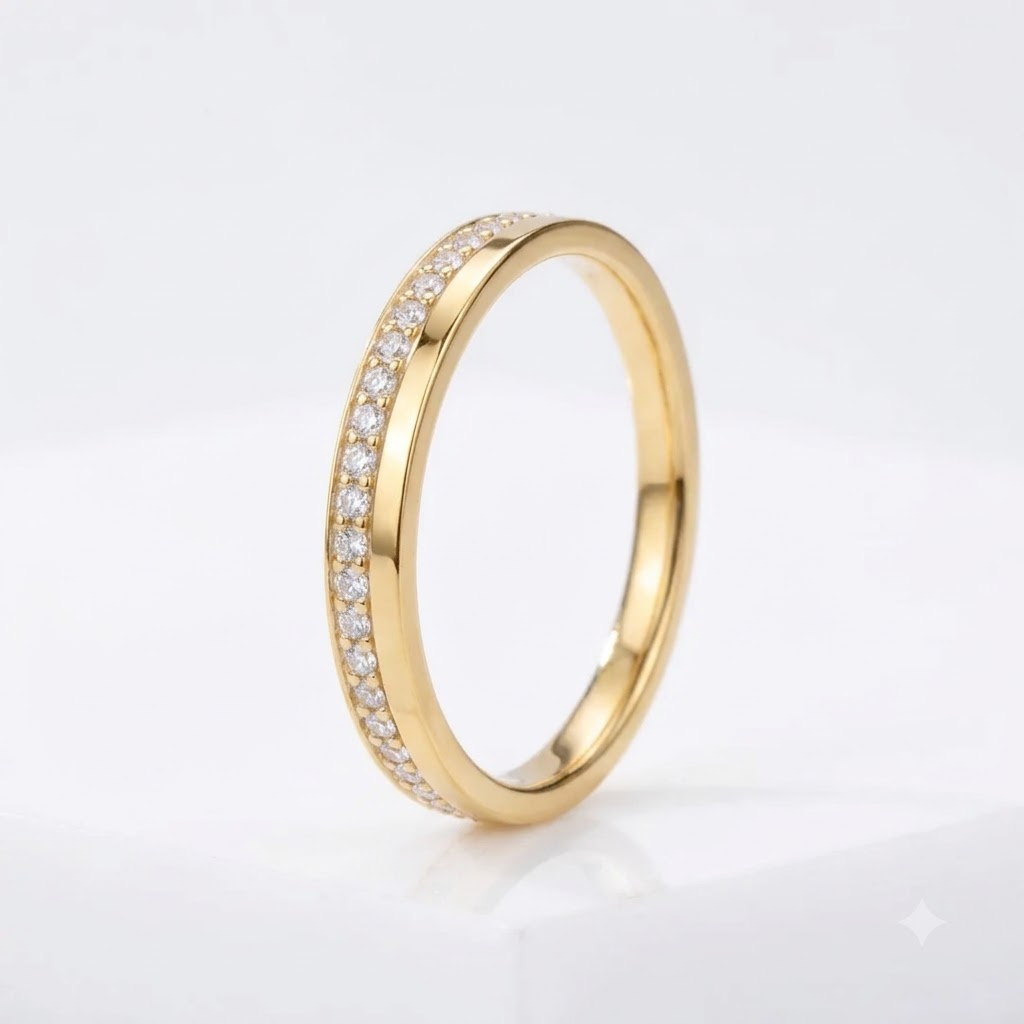 14K Gold Moissanite Half Eternity Band