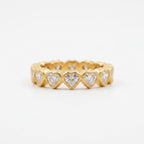 Heart Shaped Moissanite Bezel Set Stacking Gold Wedding Band