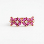 Vintage Pink Sapphire Marquise Cluster Rose Gold Engagement Ring