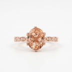 Oval Cut Morganite 2.5ct Rose Gold Engagement Rings For Women