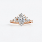 Vintage Marquise Cut Moissanite Engagement Rose Gold Ring