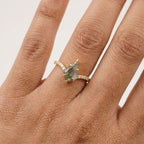 Kite Moss Agate Halo Diamond Engagement Ring Within Finger