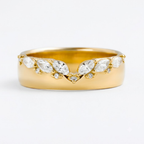 Marquise Moissanite Curved Gold Wedding Band