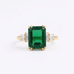 Emerald CZ Diamond Gold Engagement Ring - Gigiscc