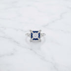 Antique Blue Sapphire & Diamond Vintage Silver Engagement Ring