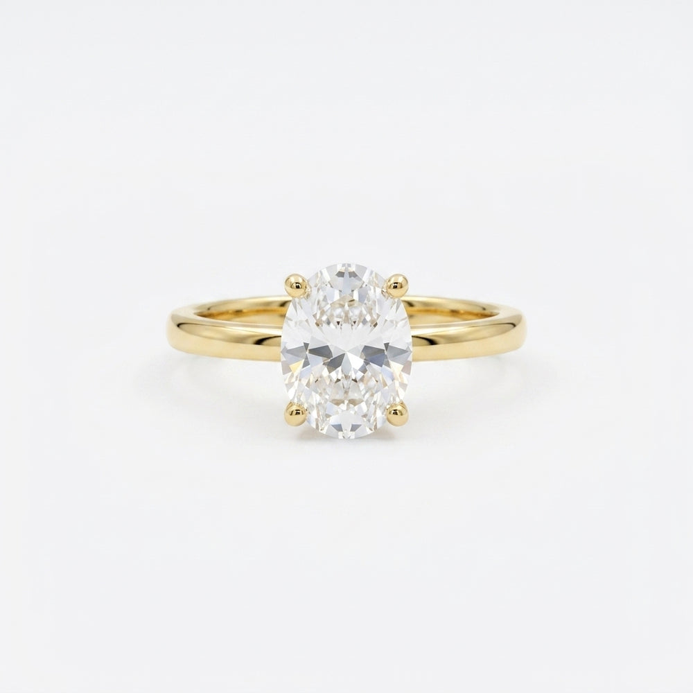 Oval Moissanite Solitaire Solid Gold Ring