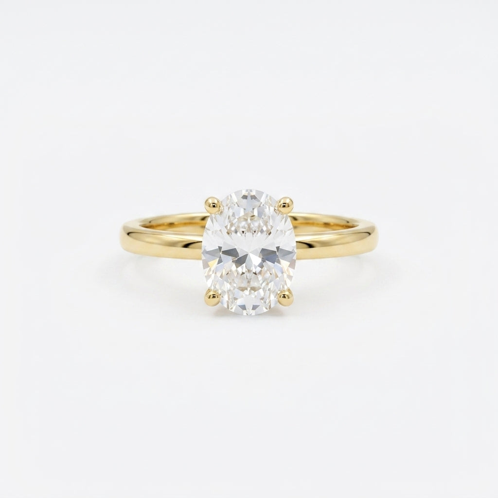 Oval Moissanite Solitaire Solid Gold Ring