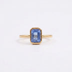 Aquamarine Gemstone Bezel Set Solid Gold Engagement Ring
