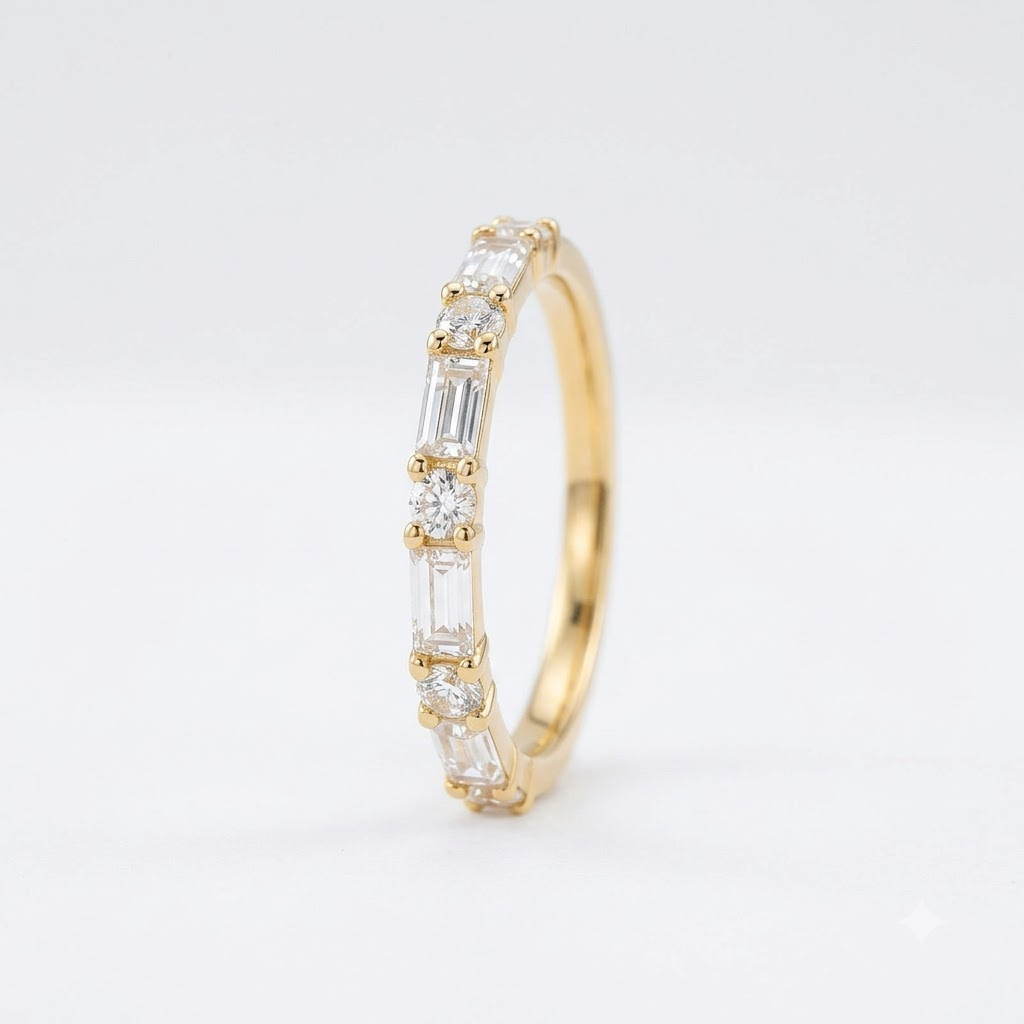 Dainty Moissanite Baguette Gold Ring