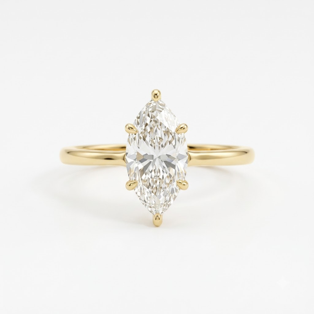 1 CT Marquise Cut Moissanite Gold Ring