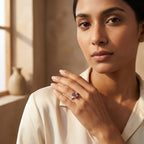 Emerald Cut Pink Tourmaline Ring With Model