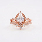Pear Moissanite Bridal Engagement Rose Gold Ring
