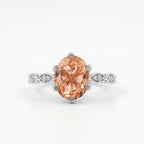 Oval Cut Morganite 2.5ct Silver Engagement Rings For Women