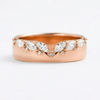 Marquise Moissanite Curved Rose Gold Wedding Band