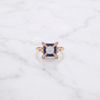 Antique Blue Sapphire & Diamond Vintage Rose Gold Engagement Ring