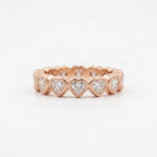 Heart Shaped Moissanite Bezel Set Stacking Rose Gold Wedding Band