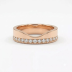 14K Rose Gold Moissanite Cigar Wedding Band