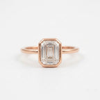 Emerald 1.5Ct Bezel Moissanite Rose Gold Engagement Ring