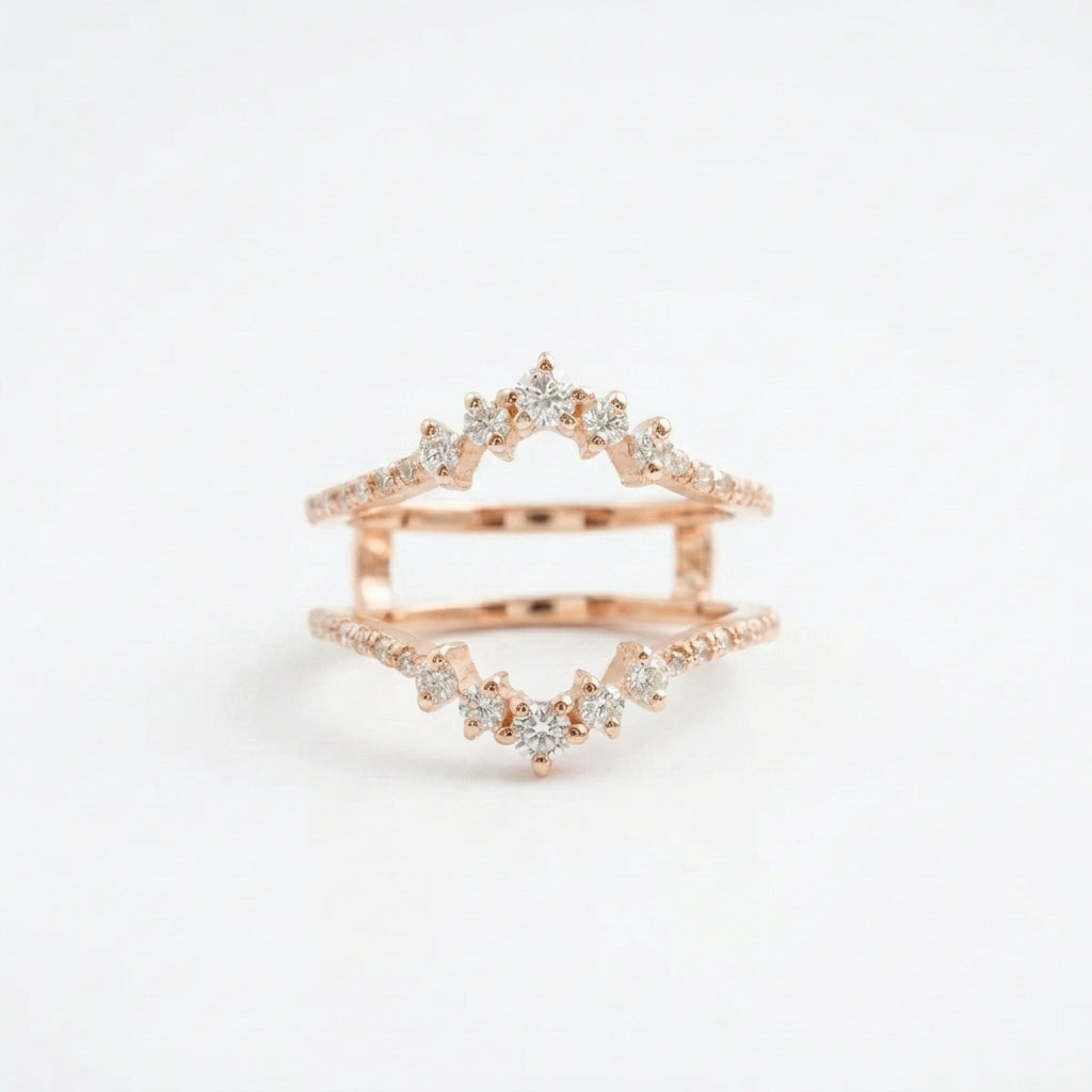 Double Curved Enhancer Moissanite Rose Gold Wedding Band Rose Gold Ring