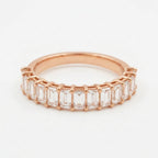 Baguette Cut Moissanite Rose Gold Wedding Band Half Eternity Band