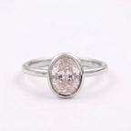 Oval Cut Bezel Set Silver Engagement Ring