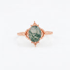 Vintage Oval Moss Agate Rose Gold Engagement Ring