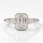 Emerald Cut Moissanite Engagement Silver Ring