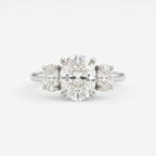 Three Stone Oval Moissanite Ring Silver Engagement Ring