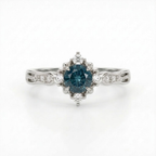 Round London Blue Topaz Vintage November Birthstone Silver Ring