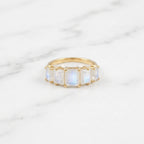 Emerald Cut Moonstone Engagement Gold Ring