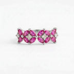 Vintage Pink Sapphire Marquise Cluster Silver Engagement Ring