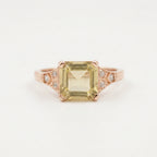 Yellow Moissanite Asscher Cut Rose Gold Engagement Ring