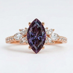 Vintage Marquise Cut Alexandrite Rose Gold Engagement Ring