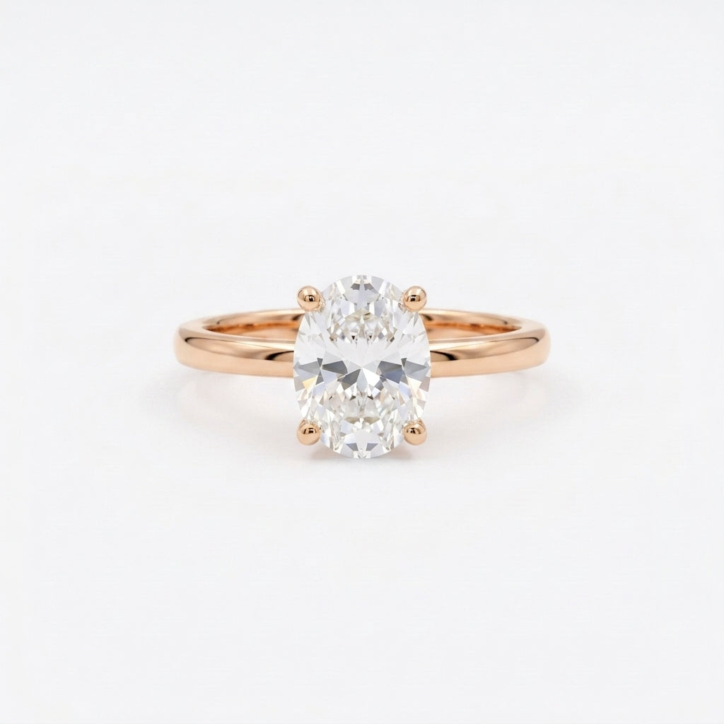 Oval Moissanite Solitaire Rose Gold Ring 