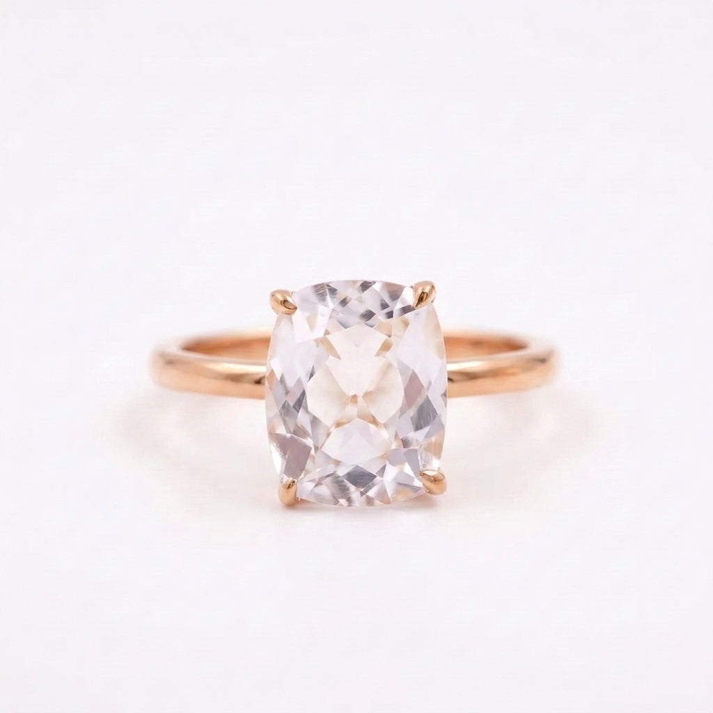 Moissanite Cushion Cut Stacking Gold Rose Gold Engagement Ring
