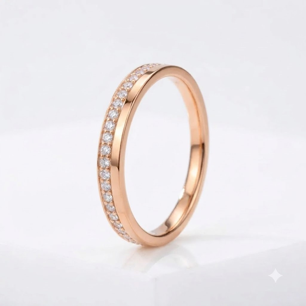 14K Rose Gold Moissanite Half Eternity Band