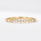 Marquise Moissanite Wedding Gold Band