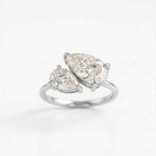 Pear Cut Moissanite Toi et Moi Double Stone Silver Anniversary Ring