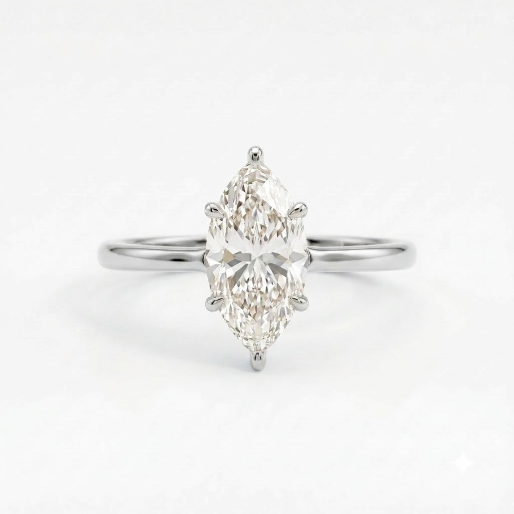 1 CT Marquise Cut Moissanite Ring in 925 Sterling Silver