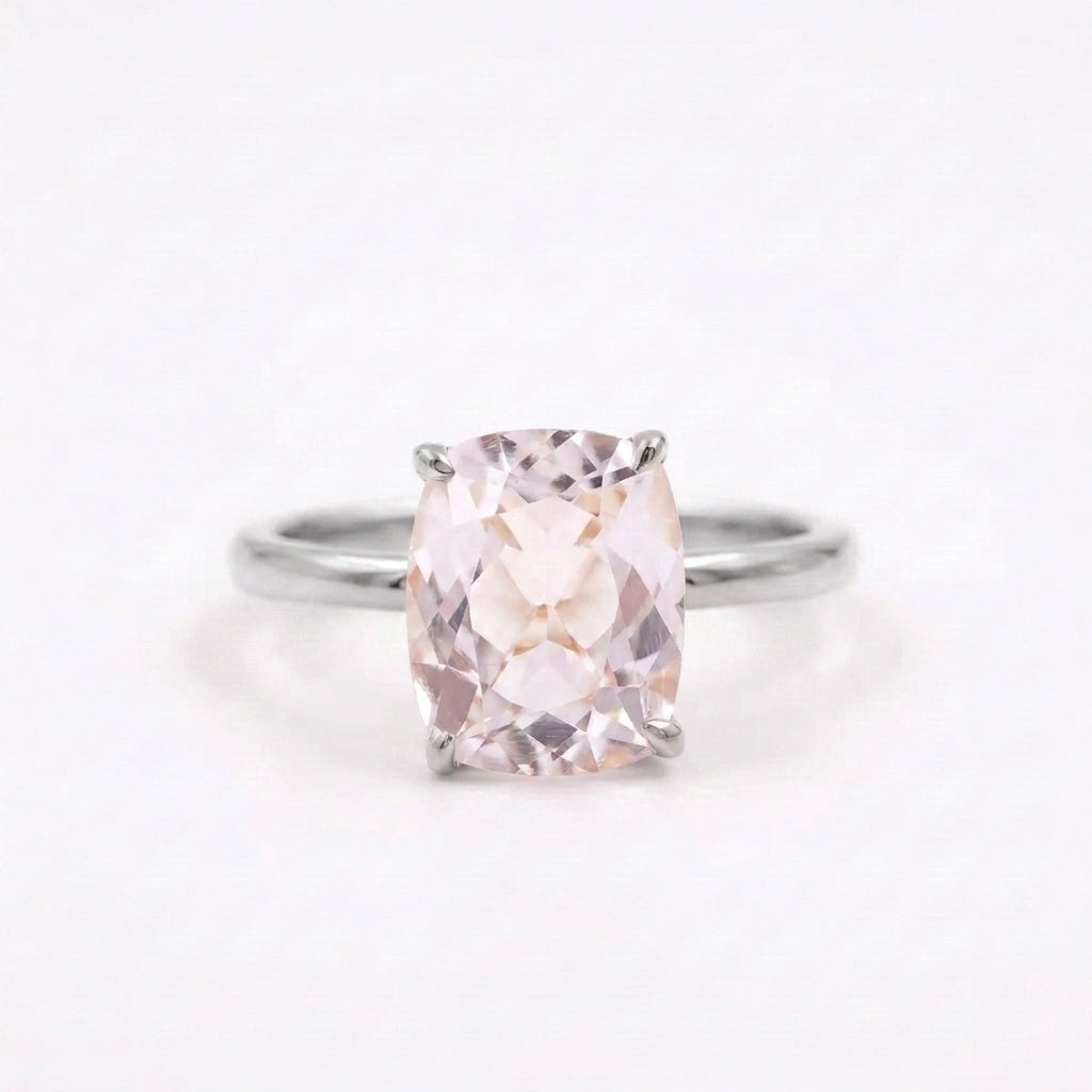 Moissanite Cushion Cut Stacking Gold Silver Engagement Ring