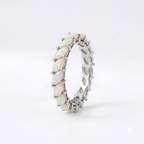 Marquise Opal Eternity October Birthstone Silver Band