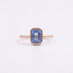 Aquamarine Gemstone Bezel Set Solid Rose Gold Engagement Ring