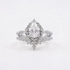Pear Moissanite Bridal Engagement Silver Ring