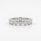 Heart Shaped Moissanite Bezel Set Stacking Silver Wedding Band