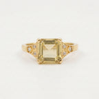 Yellow Moissanite Asscher Cut Gold Engagement Ring