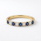 Opal and Alexandrite Ring Sterling Silver, Dainty Gemstone Gold Band