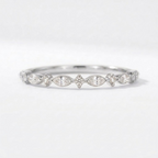 Marquise Moissanite Silver Wedding Band